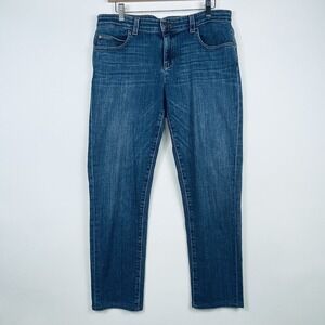 Eileen Fisher Womens 8 Straight Leg Light‎ Distressed Denim Jeans Relaxed Casual